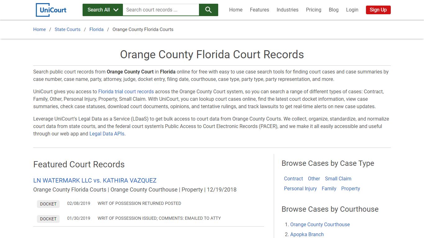 Orange County Florida Court Records | Florida | UniCourt